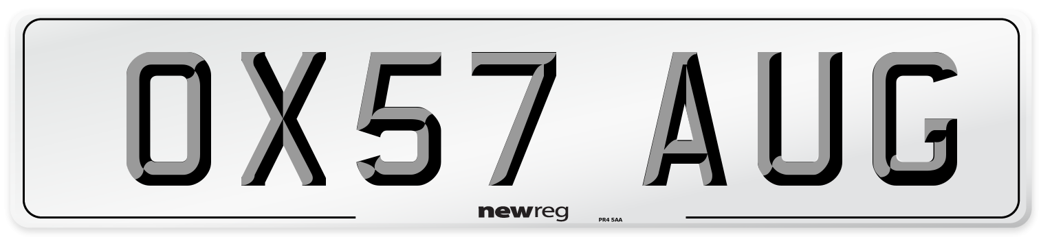 OX57 AUG Number Plate from New Reg